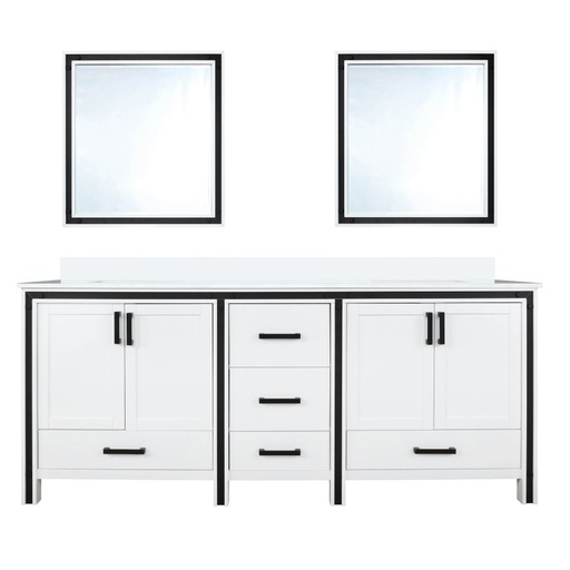 [LVZV72DA310] Ziva 72 in W x 22 in. D White Double Bath Vanity, Cultured Marble Top and 30 in Mirrors