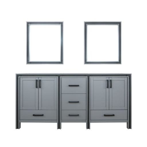 [LVZV72DB010] Ziva 72 in W x 22 in. D Dark Grey Double Bath Vanity and 30 in Mirrors