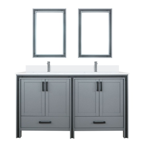 [LVZV72DB311] Ziva 72 in W x 22 in. D Dark Grey Double Bath Vanity, Cultured Marble Top, Faucet Set and 30 in Mirrors