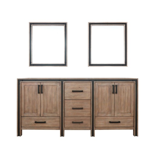 [LVZV72DN010] Ziva 72 in W x 22 in. D Rustic Barnwood Double Bath Vanity and 30 in Mirrors