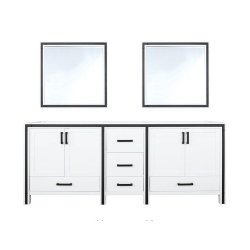 [LVZV80DA010] Ziva 80 in W x 22 in. D White Double Bath Vanity and 30 in Mirrors