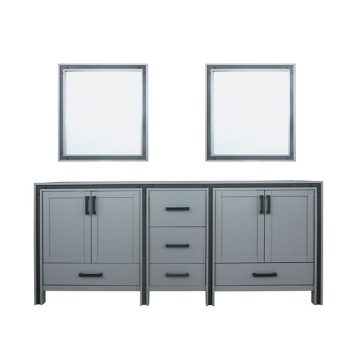 [LVZV80DB010] Ziva 80 in W x 22 in. D Dark Grey Double Bath Vanity and 30 in Mirrors