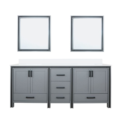 [LVZV80DB310] Ziva 80 in W x 22 in. D Dark Grey Double Bath Vanity, Cultured Marble Top and 30 in Mirrors