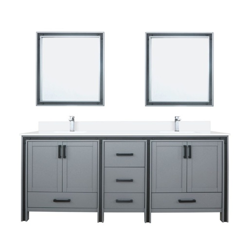[LVZV80DB311] Ziva 80 in W x 22 in. D Dark Grey Double Bath Vanity, Cultured Marble Top, Faucet Set and 30 in Mirrors