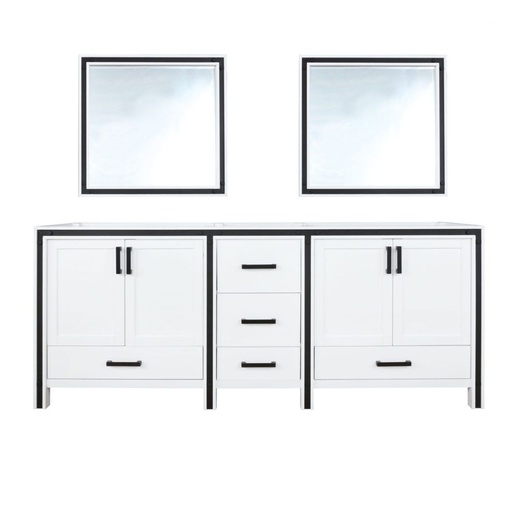 [LVZV84DA010] Ziva 84 in W x 22 in. D White Double Bath Vanity and 34 in Mirrors