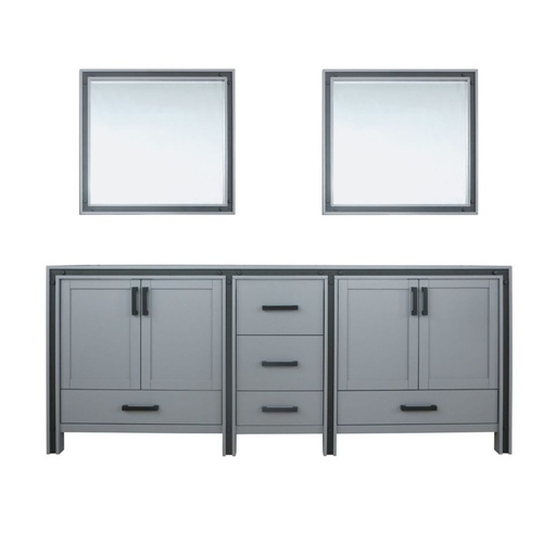 [LVZV84DB010] Ziva 84 in W x 22 in. D Dark Grey Double Bath Vanity and 34 in Mirrors