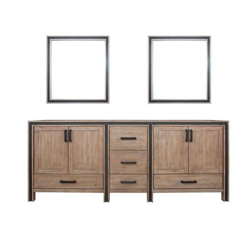 [LVZV84DN010] Ziva 84 in W x 22 in. D Rustic Barnwood Double Bath Vanity and 34 in Mirrors