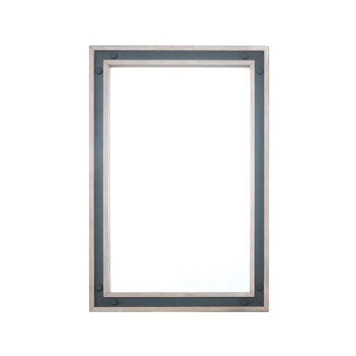 [LZV2232RBWM] Ziva 22 in W x 32 in H Rustic Barnwood Mirror with Black Metal Inlay