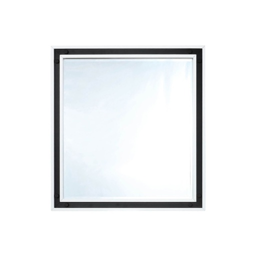 [LZV3432WHM] Ziva 34 in W x 32 in H White Mirror with Black Metal Inlay