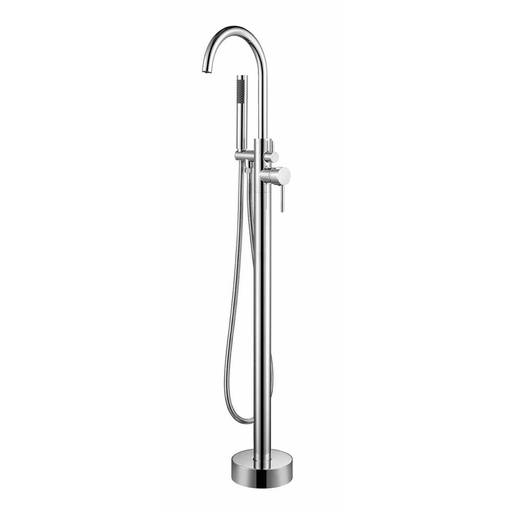 [LDF02017FSCHR] Lago Single Handle Freestanding Floor Mount Tub Faucet Bathtub Filler with Hand Shower in Chrome