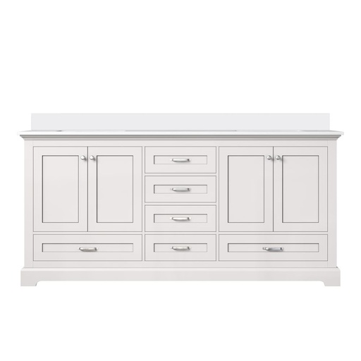[LVD72DA300] Dukes 72 in. W x 22 in. D White Double Bath Vanity and Cultured Marble Top