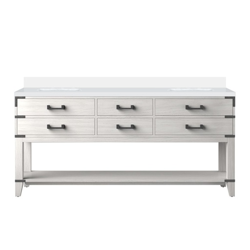 [LVN72DM300] Norwalk 72 in W x 22 in. D White Oak Double Bath Vanity and Cultured Marble Top